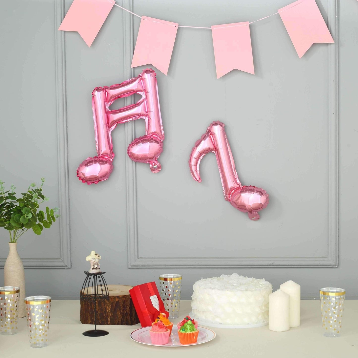 6 Pack Rose Gold Single and Double Music Note Mylar Foil Balloons - Linen Luxes