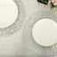 6 - Pack Table Placemats Woven Fiber Design Silver Round - Disposable Mats for Dining and Events 15" - Linen Luxes