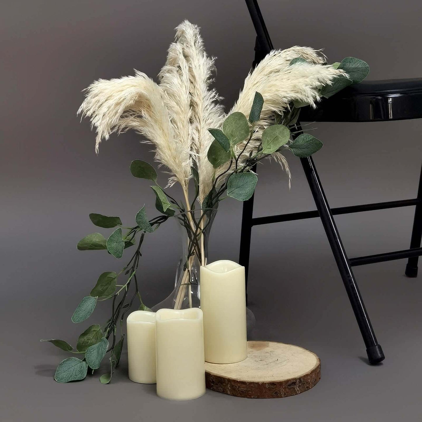 6 Stems Natural Dried Pampas Grass Decor Off White Tint - Versatile Plant Sprays for Boho Chic Vase Displays Backdrops & Event Styling 32"