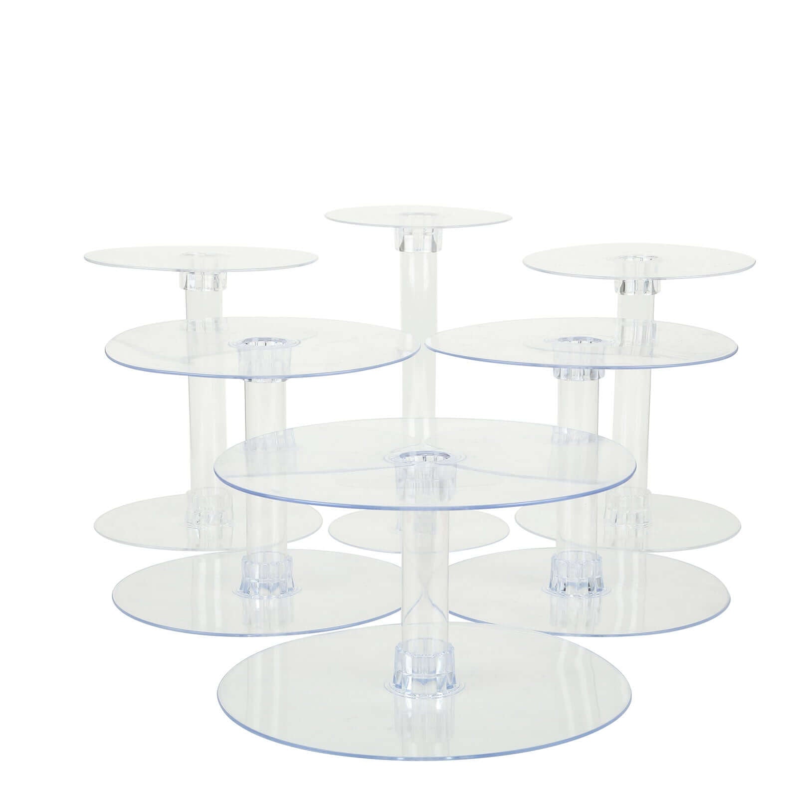6 - Tier Acrylic Cake Stand Set Clear - Assorted Sizes for Buffet Party Tables - Linen Luxes
