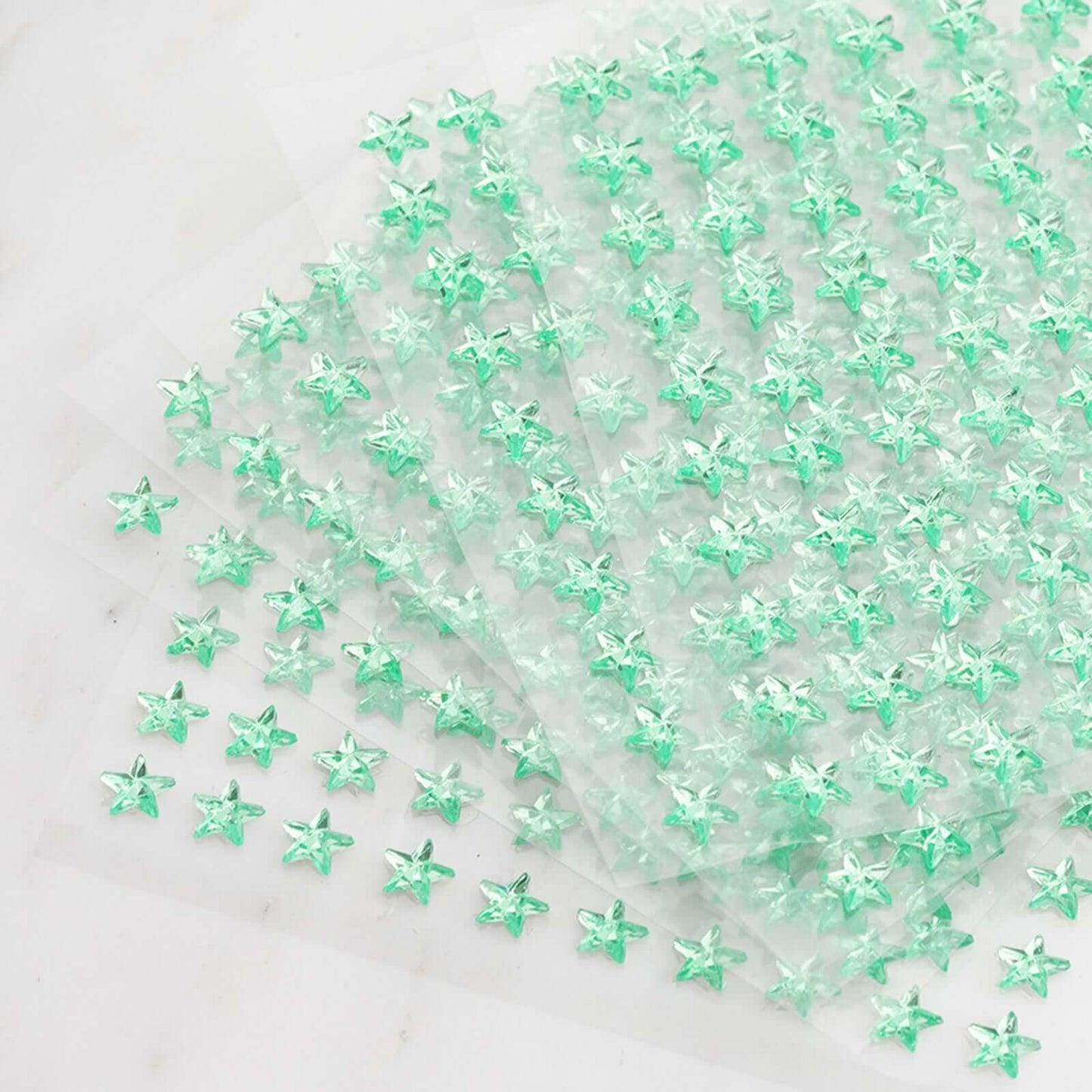 600 Pcs Apple Green Star Shape Stick - On Diamond Rhinestone Stickers, DIY Self Adhesive Craft Gems - Linen Luxes