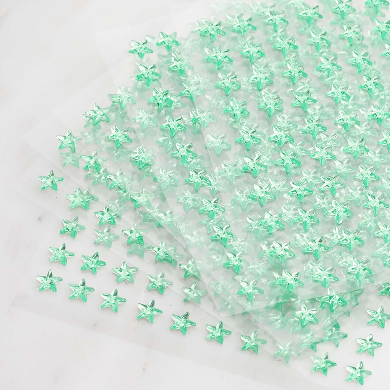 600 Pcs Apple Green Star Shape Stick - On Diamond Rhinestone Stickers, DIY Self Adhesive Craft Gems - Linen Luxes