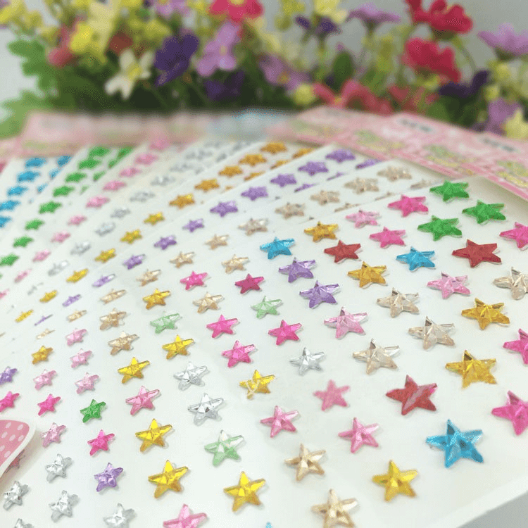 600 Pcs Apple Green Star Shape Stick - On Diamond Rhinestone Stickers, DIY Self Adhesive Craft Gems - Linen Luxes