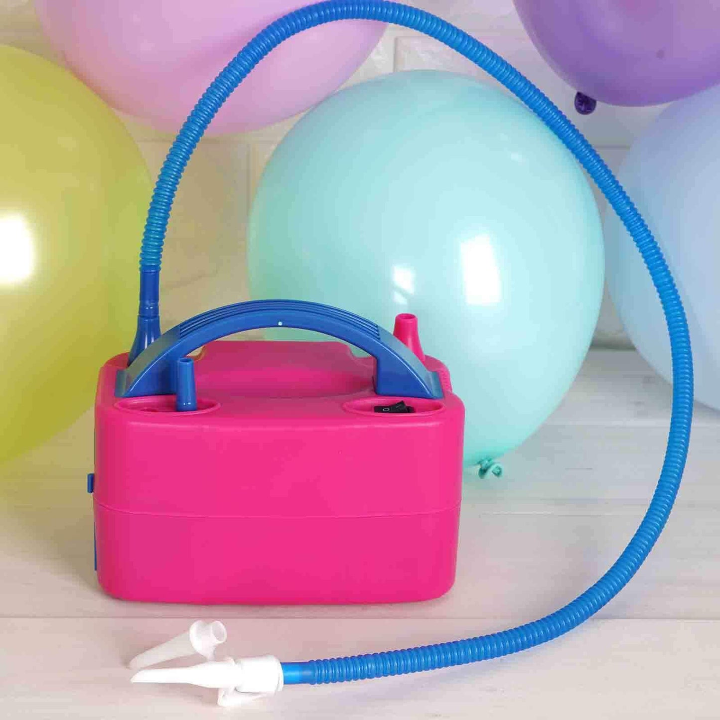 600W Hot Pink Dual Nozzle Electric Balloon Pump, Balloon Inflator, Blow Up Machine - Linen Luxes