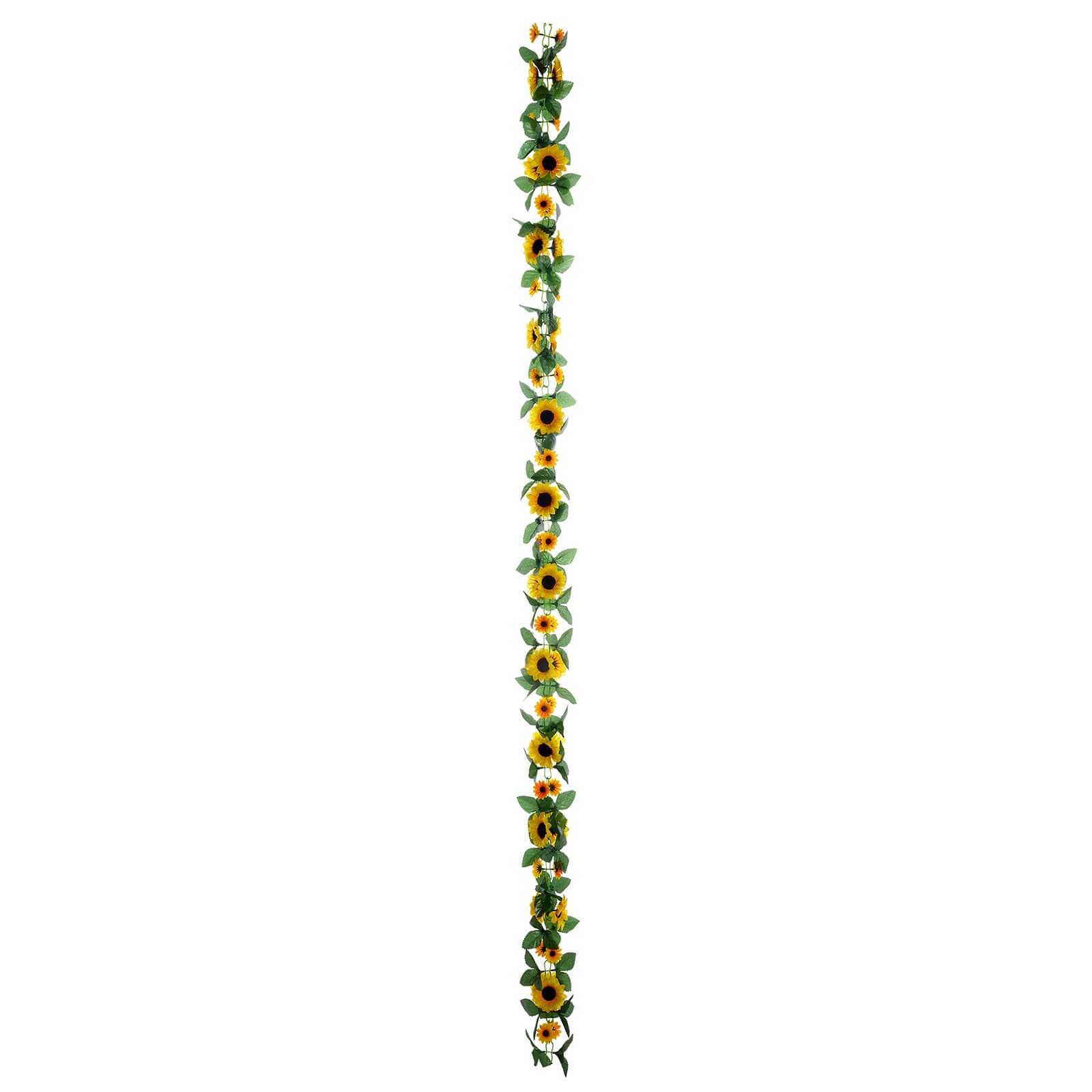 6.5ft Artificial Silk Sunflower Table Garland, Flower Vine Chain - Linen Luxes