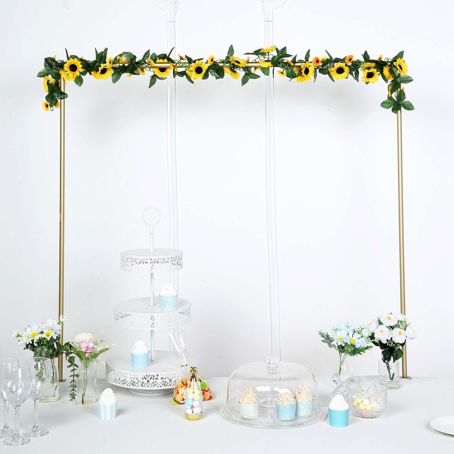 6.5ft Artificial Silk Sunflower Table Garland, Flower Vine Chain - Linen Luxes