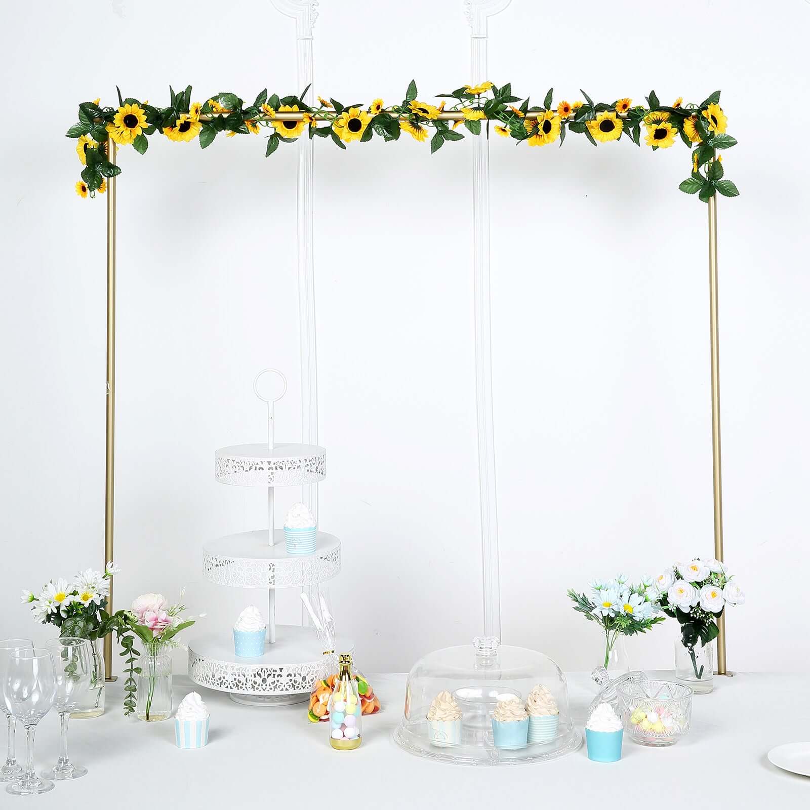 6.5ft Artificial Silk Sunflower Table Garland, Flower Vine Chain - Linen Luxes