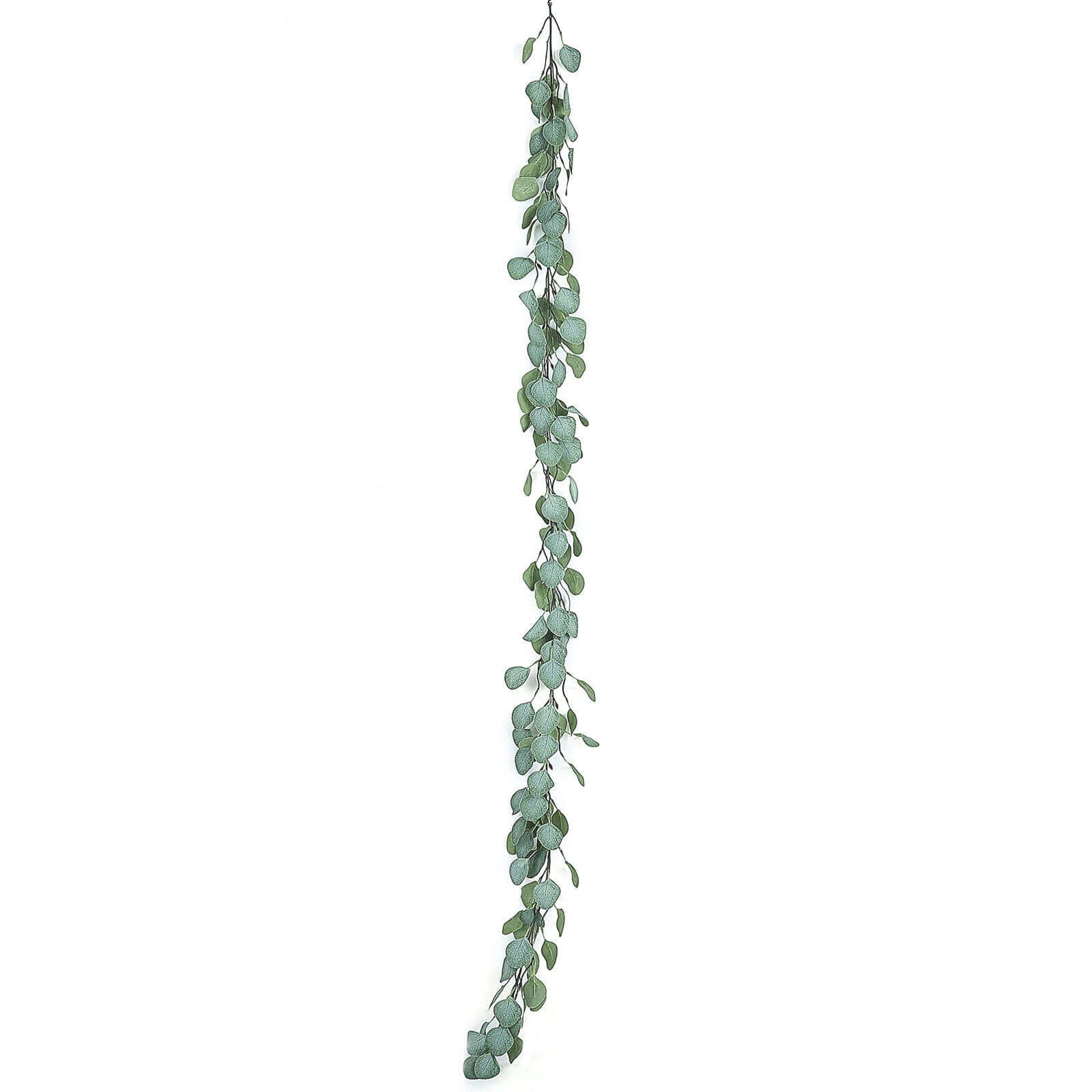 6.5ft Frosted Green Artificial Silk Eucalyptus Leaf Garland Vine - Linen Luxes