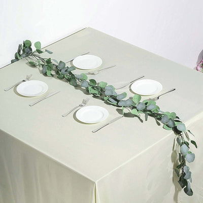 6.5ft Frosted Green Artificial Silk Eucalyptus Leaf Garland Vine - Linen Luxes