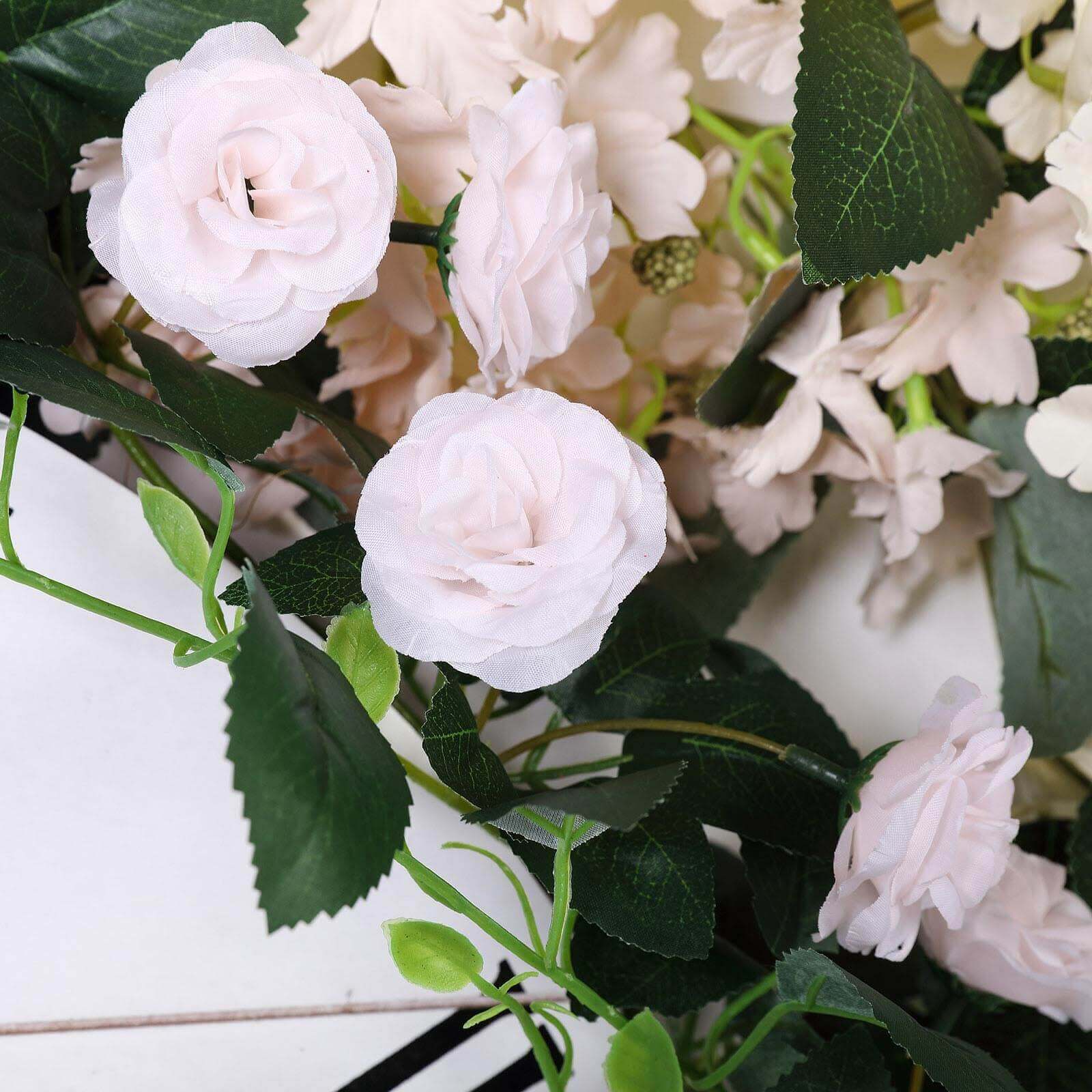 6ft 20 Blush Artificial Silk Roses Flower Garland Vine - Linen Luxes