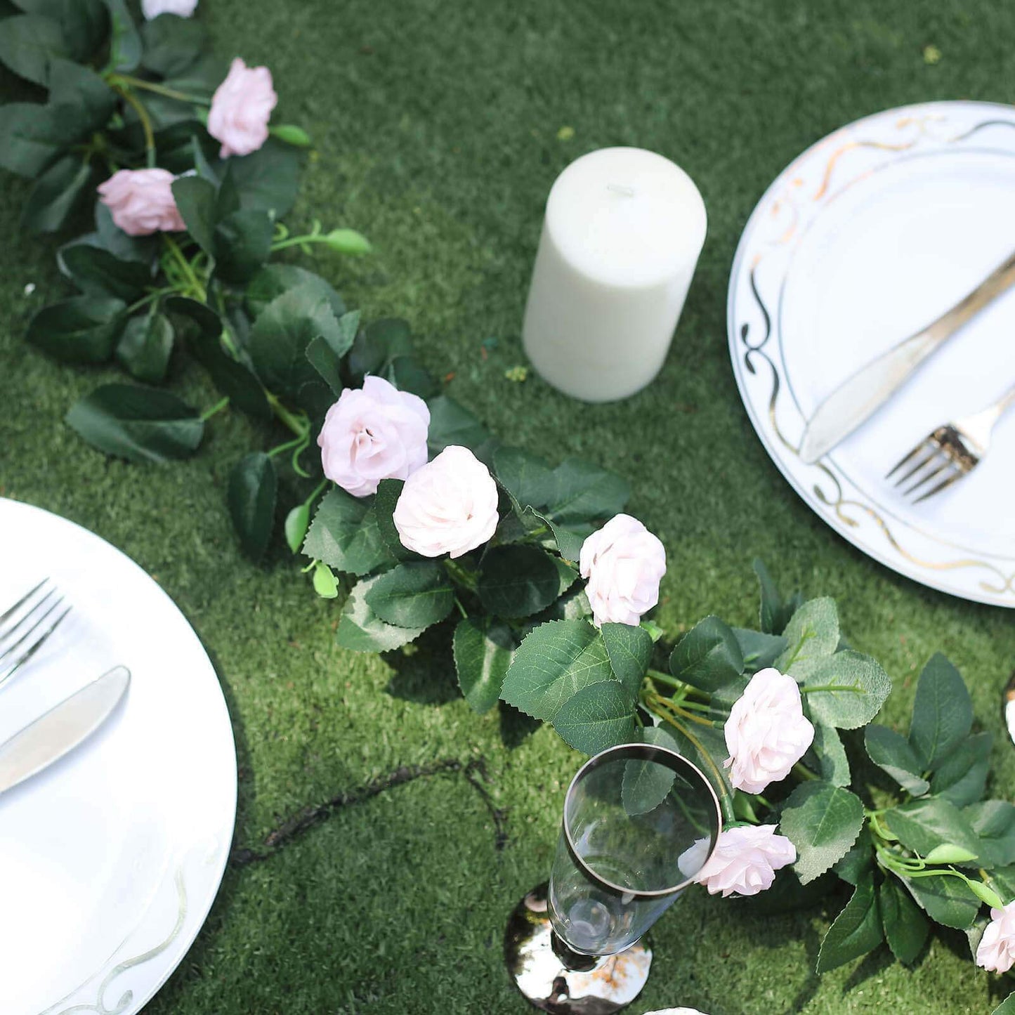 6ft 20 Blush Artificial Silk Roses Flower Garland Vine - Linen Luxes