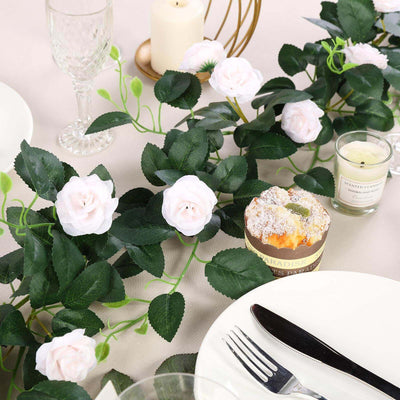 6ft 20 Blush Artificial Silk Roses Flower Garland Vine - Linen Luxes
