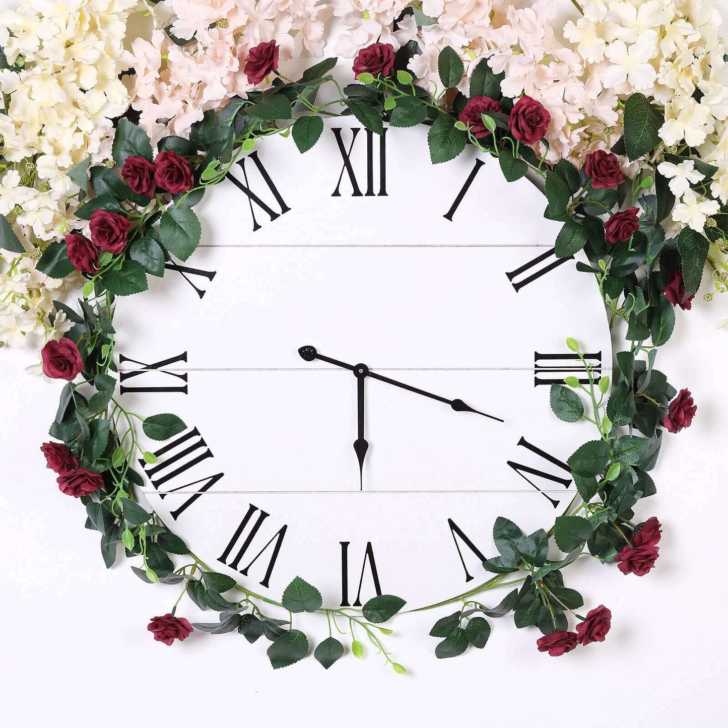 6ft 20 Burgundy Artificial Silk Roses Flower Garland, Hanging Vine - Linen Luxes