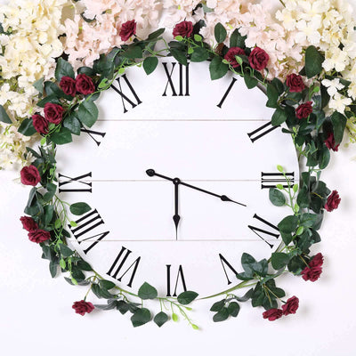 6ft 20 Burgundy Artificial Silk Roses Flower Garland, Hanging Vine - Linen Luxes