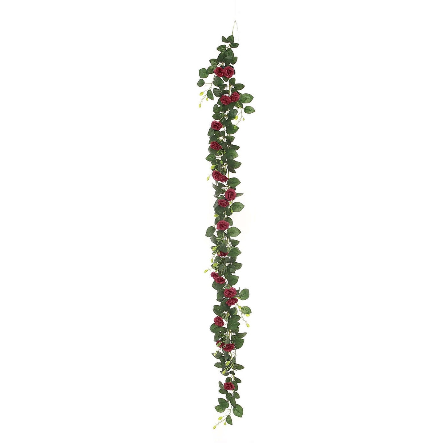6ft 20 Burgundy Artificial Silk Roses Flower Garland, Hanging Vine - Linen Luxes