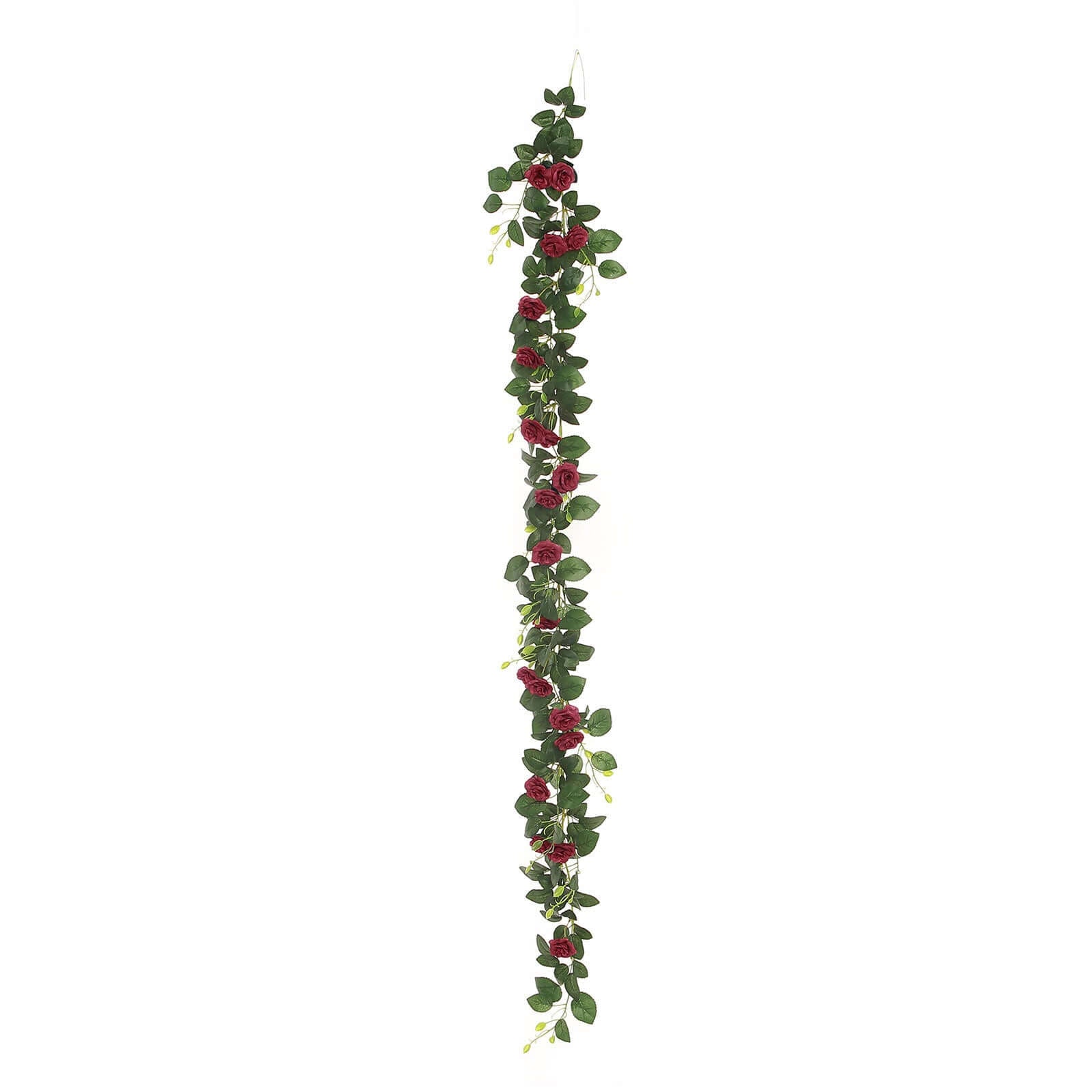 6ft 20 Burgundy Artificial Silk Roses Flower Garland, Hanging Vine - Linen Luxes