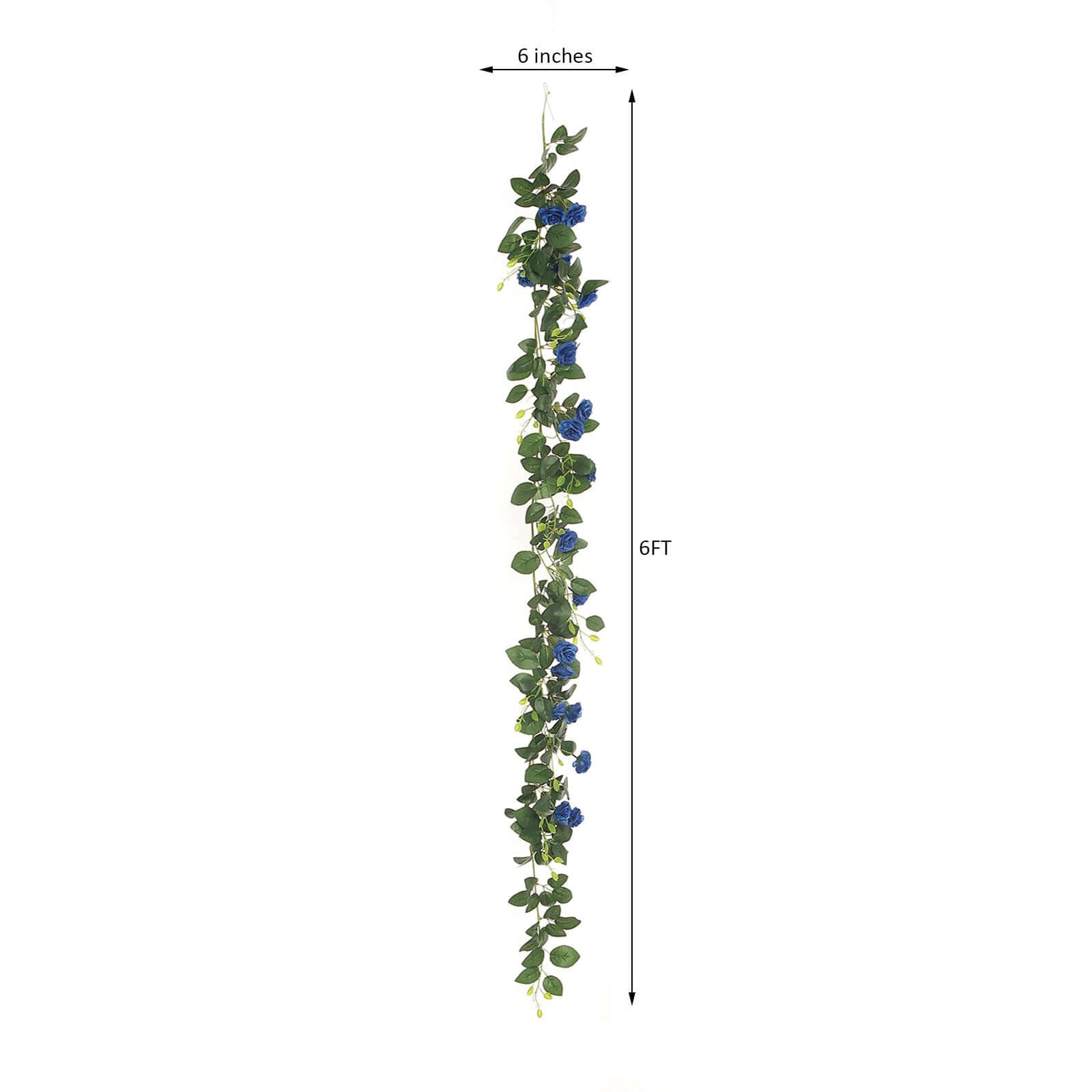 6ft 20 Royal Blue Artificial Silk Roses Flower Garland, Hanging Vine - Linen Luxes