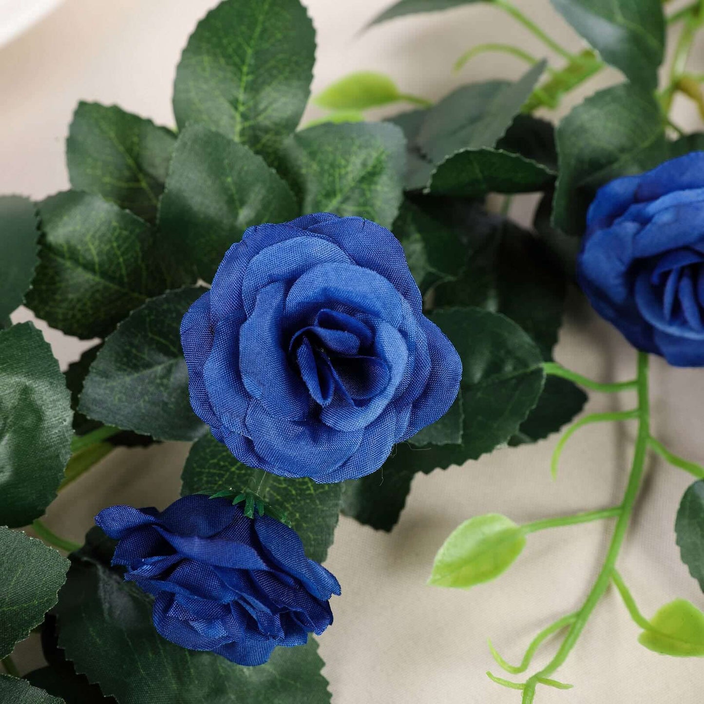 6ft 20 Royal Blue Artificial Silk Roses Flower Garland, Hanging Vine - Linen Luxes