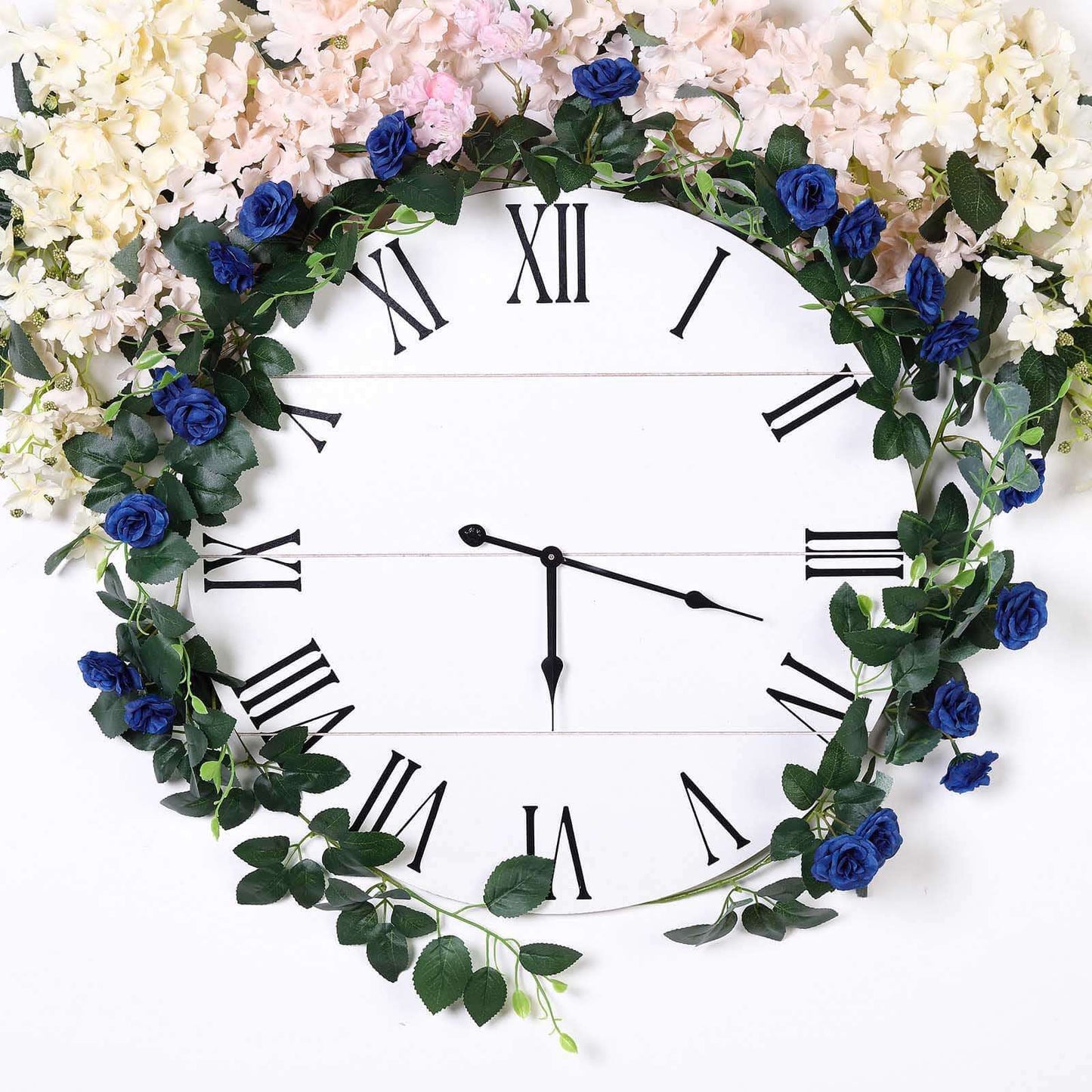 6ft 20 Royal Blue Artificial Silk Roses Flower Garland, Hanging Vine - Linen Luxes