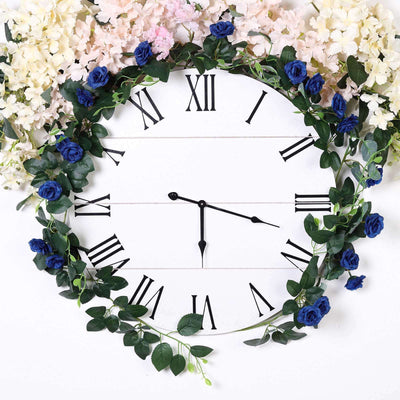 6ft 20 Royal Blue Artificial Silk Roses Flower Garland, Hanging Vine - Linen Luxes