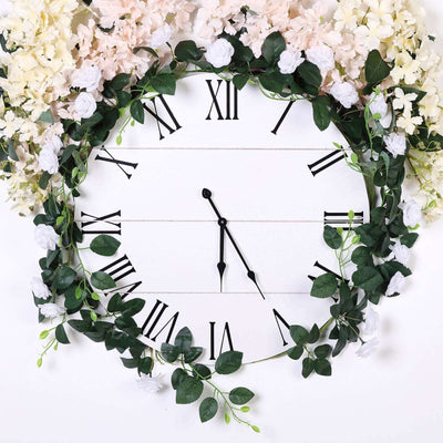 6ft 20 White Artificial Silk Roses Flower Garland, Hanging Vine - Linen Luxes