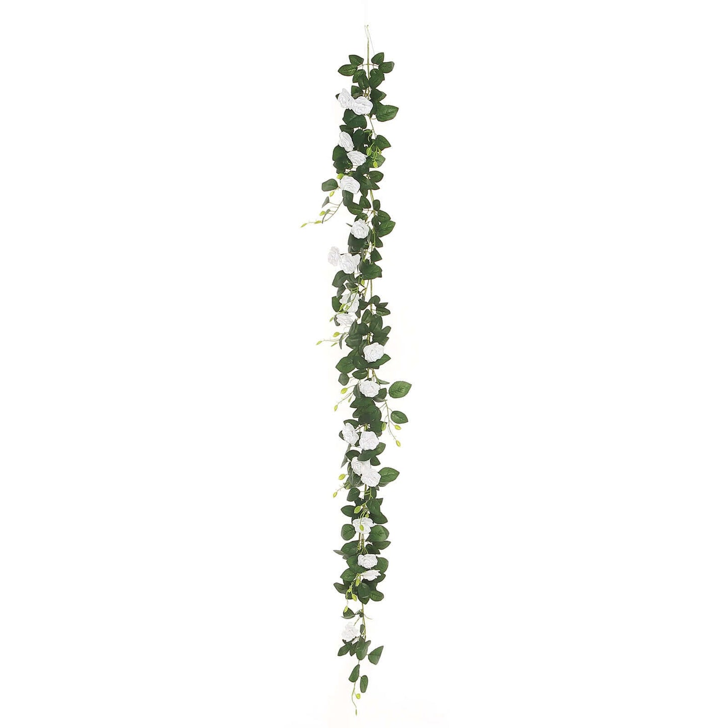 6ft 20 White Artificial Silk Roses Flower Garland, Hanging Vine - Linen Luxes