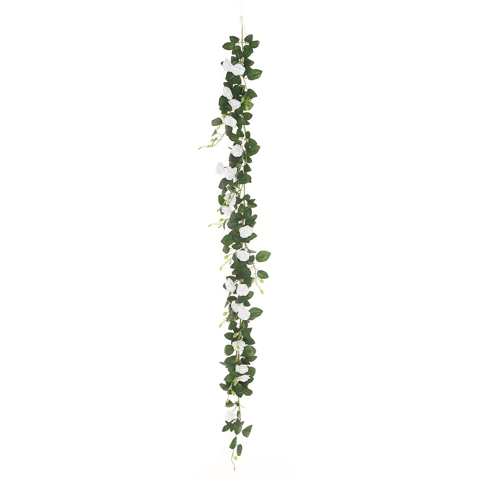 6ft 20 White Artificial Silk Roses Flower Garland, Hanging Vine - Linen Luxes