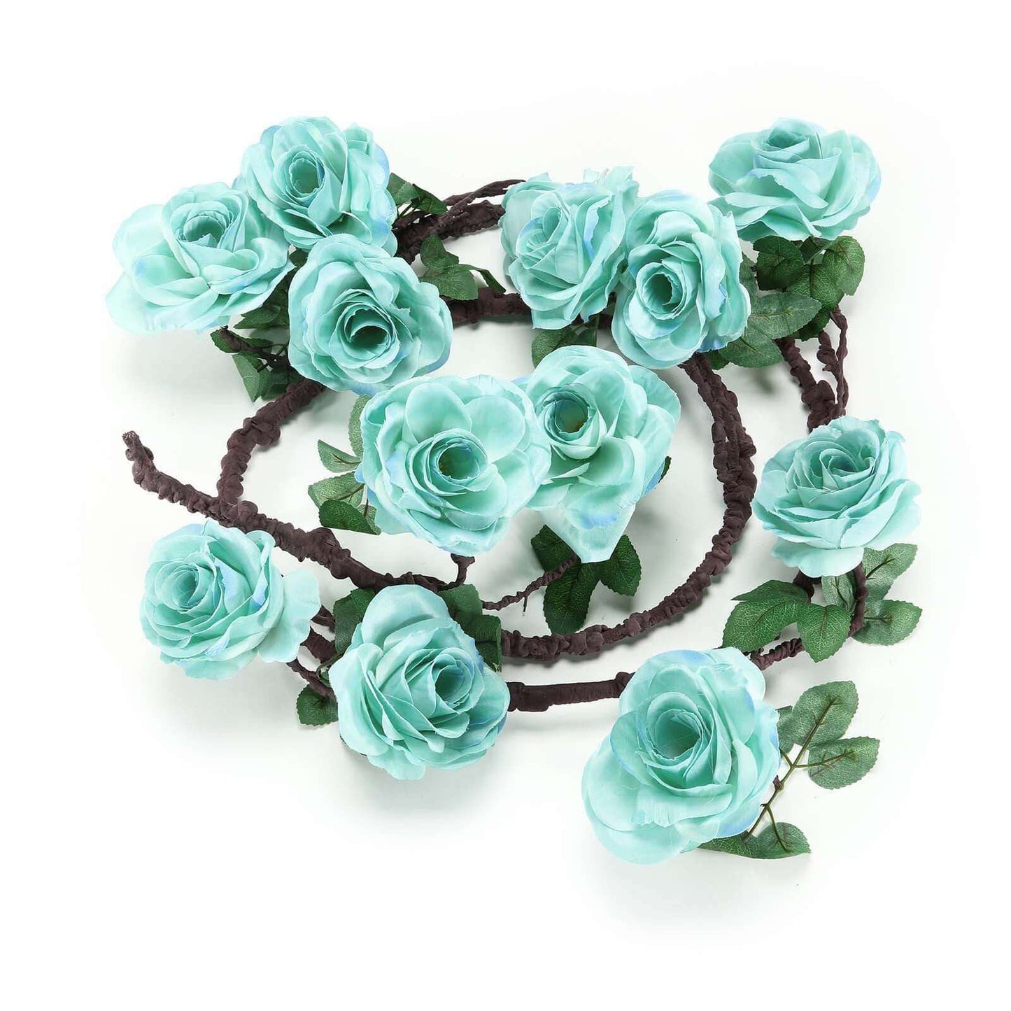 6ft Aqua Turquoise Artificial Silk Rose Hanging Flower Garland Vine - Linen Luxes