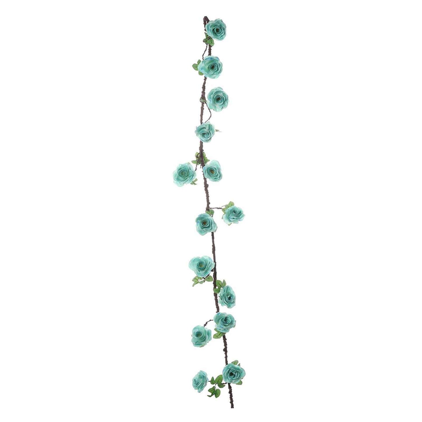 6ft Aqua Turquoise Artificial Silk Rose Hanging Flower Garland Vine - Linen Luxes