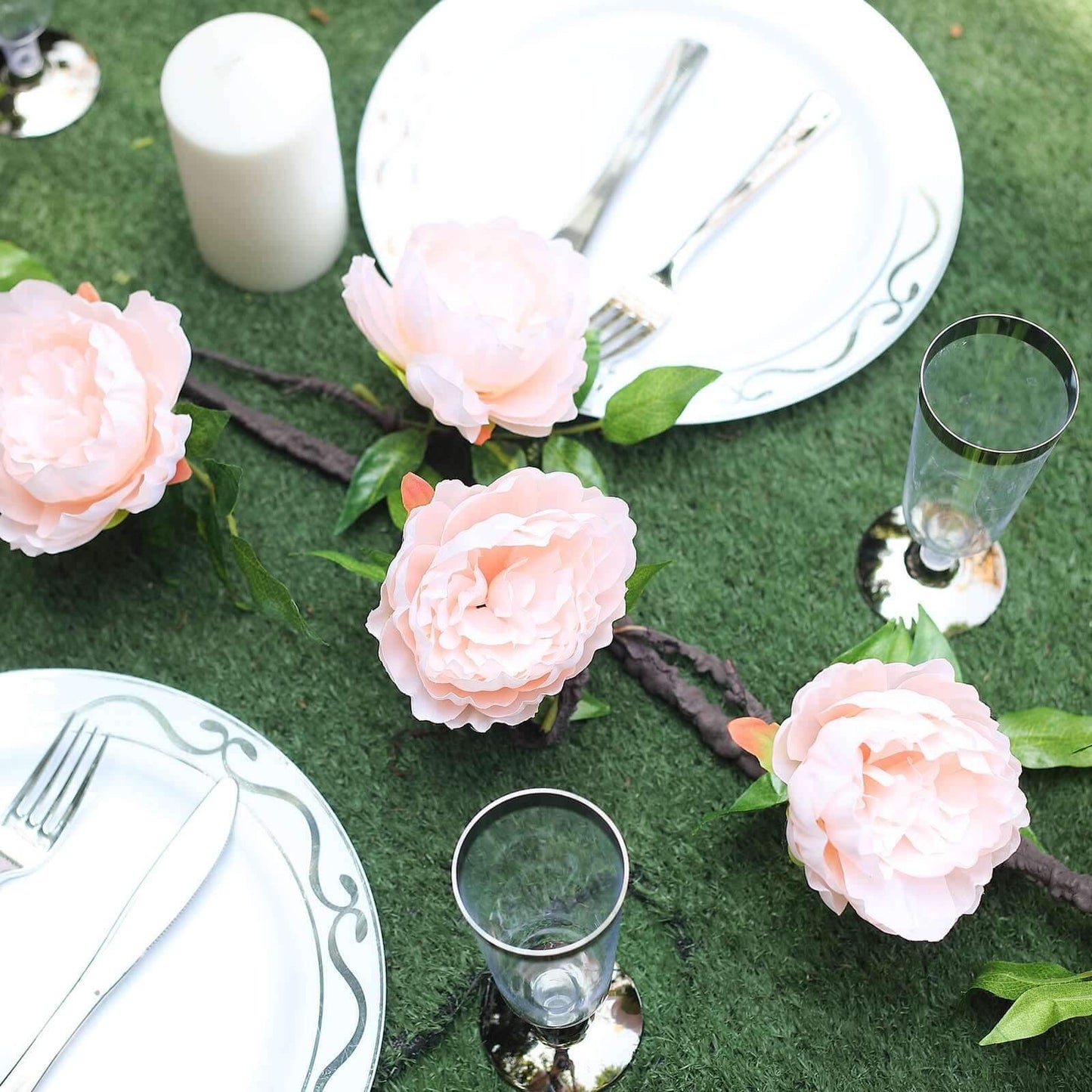 6ft Blush Artificial Silk Peony Hanging Flower Garland, Faux Vine - Linen Luxes