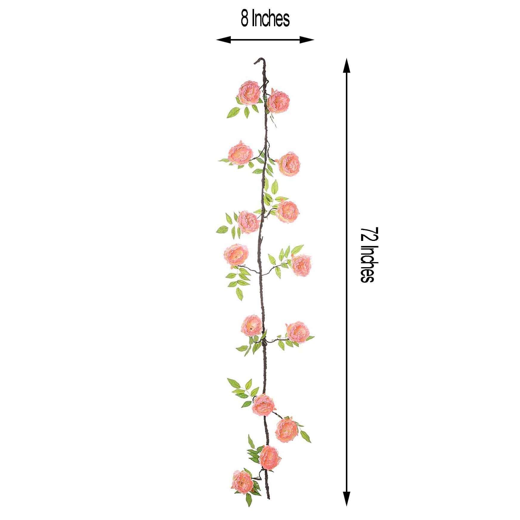 6ft Blush Artificial Silk Peony Hanging Flower Garland, Faux Vine - Linen Luxes