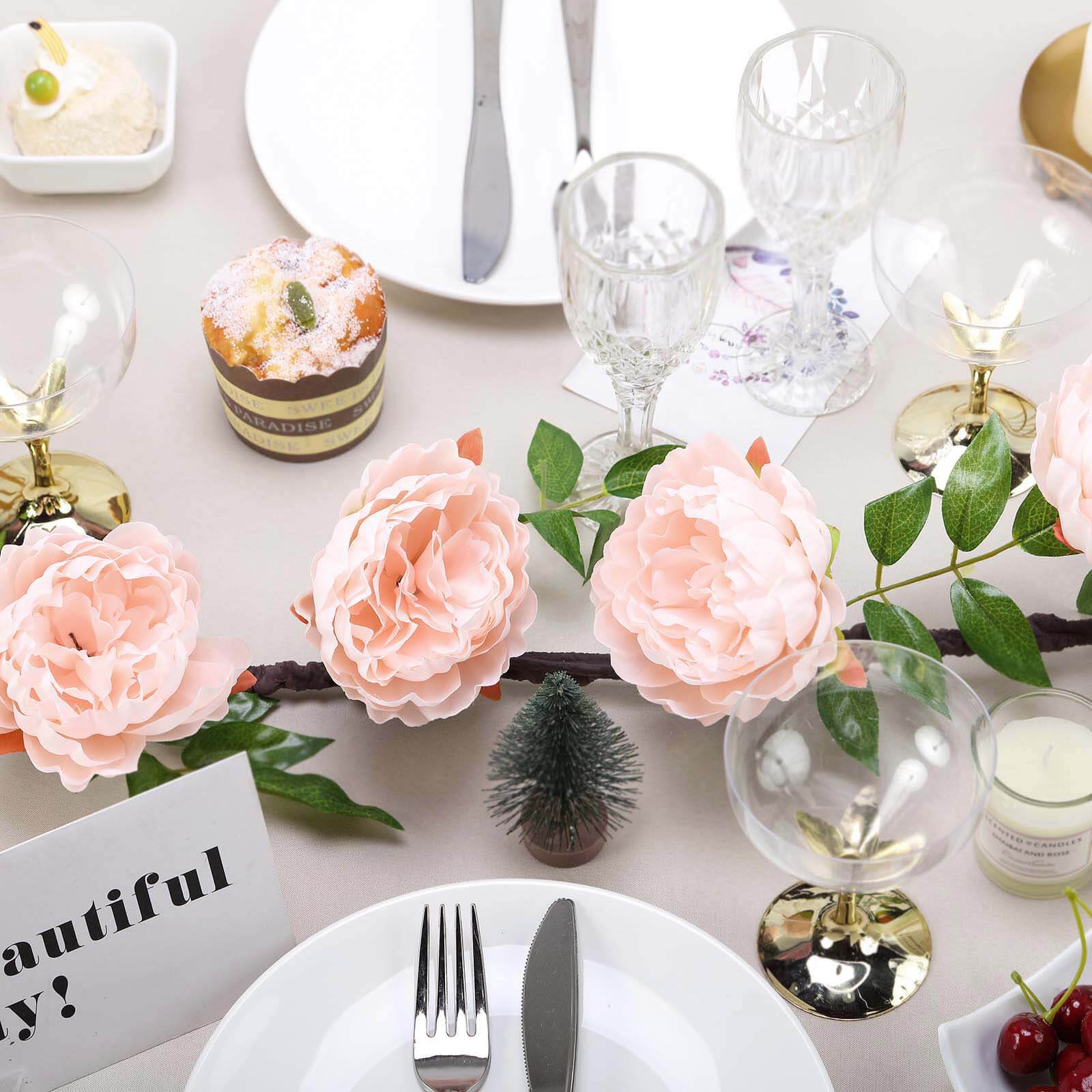 6ft Blush Artificial Silk Peony Hanging Flower Garland, Faux Vine - Linen Luxes