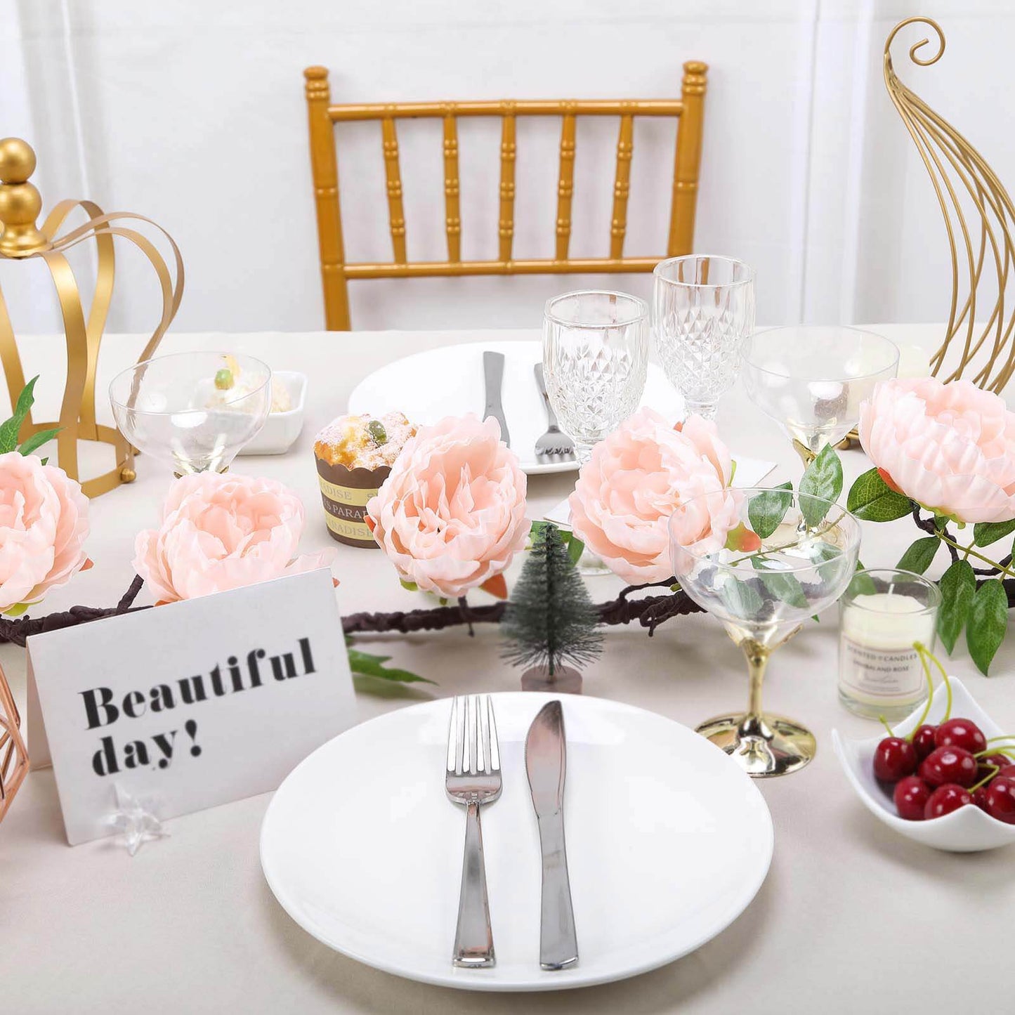 6ft Blush Artificial Silk Peony Hanging Flower Garland, Faux Vine - Linen Luxes