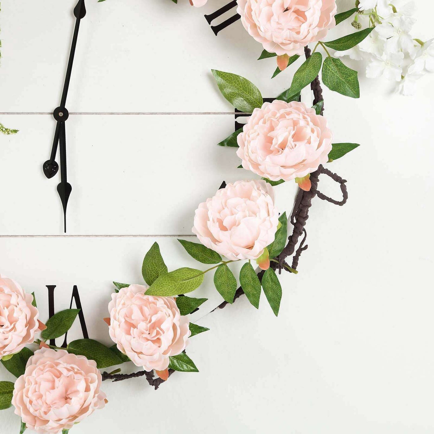 6ft Blush Artificial Silk Peony Hanging Flower Garland, Faux Vine - Linen Luxes