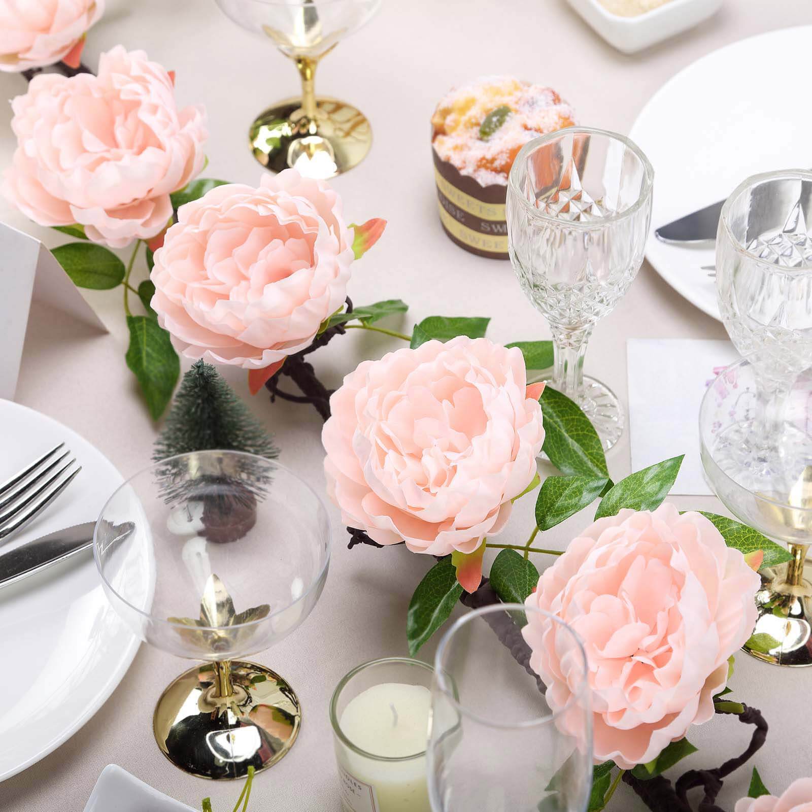 6ft Blush Artificial Silk Peony Hanging Flower Garland, Faux Vine - Linen Luxes