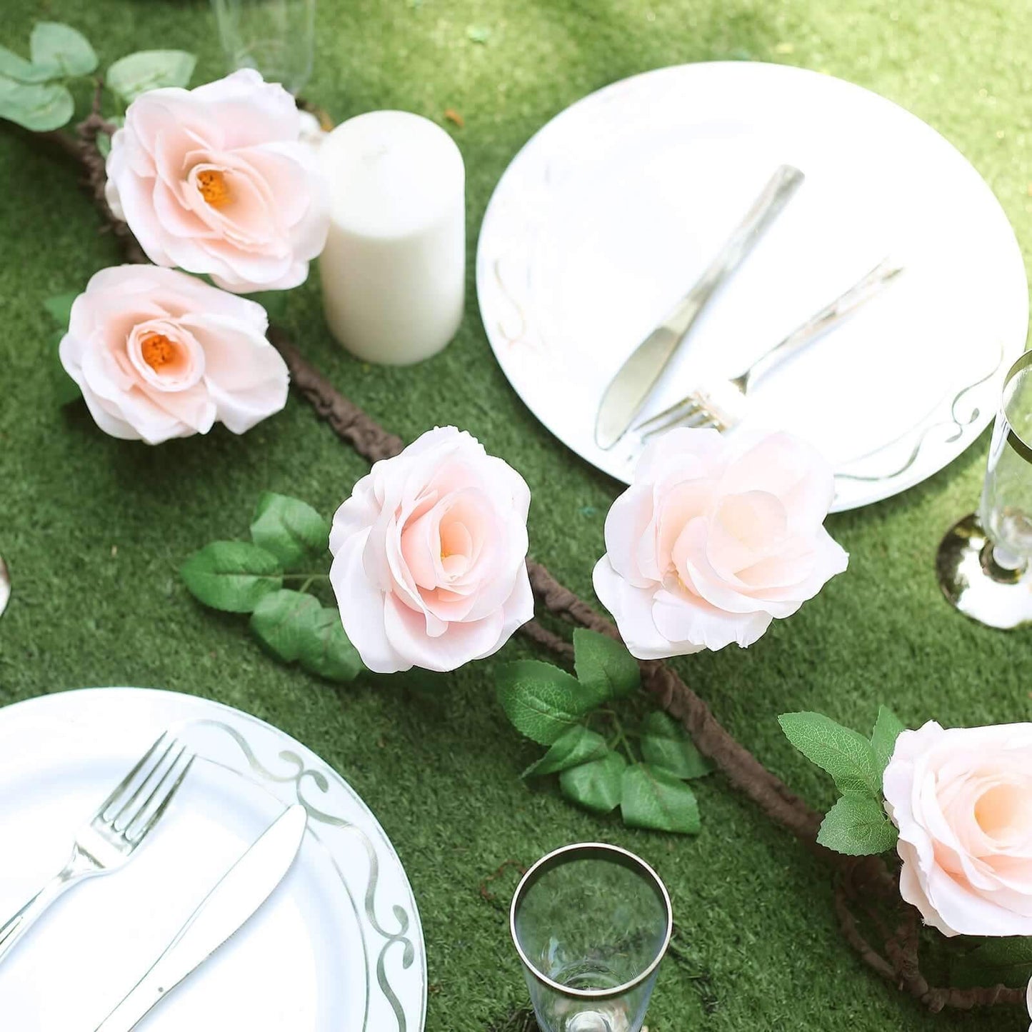 6ft Blush Artificial Silk Rose Hanging Flower Garland Vine - Linen Luxes