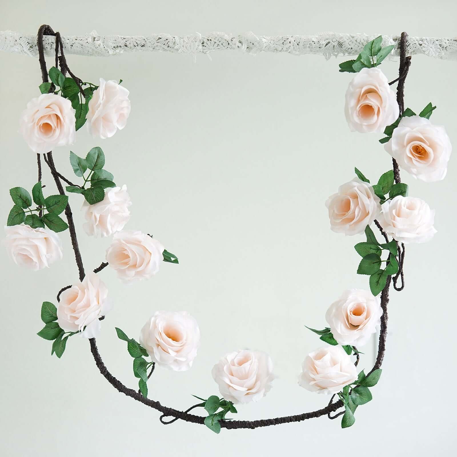 6ft Blush Artificial Silk Rose Hanging Flower Garland Vine - Linen Luxes