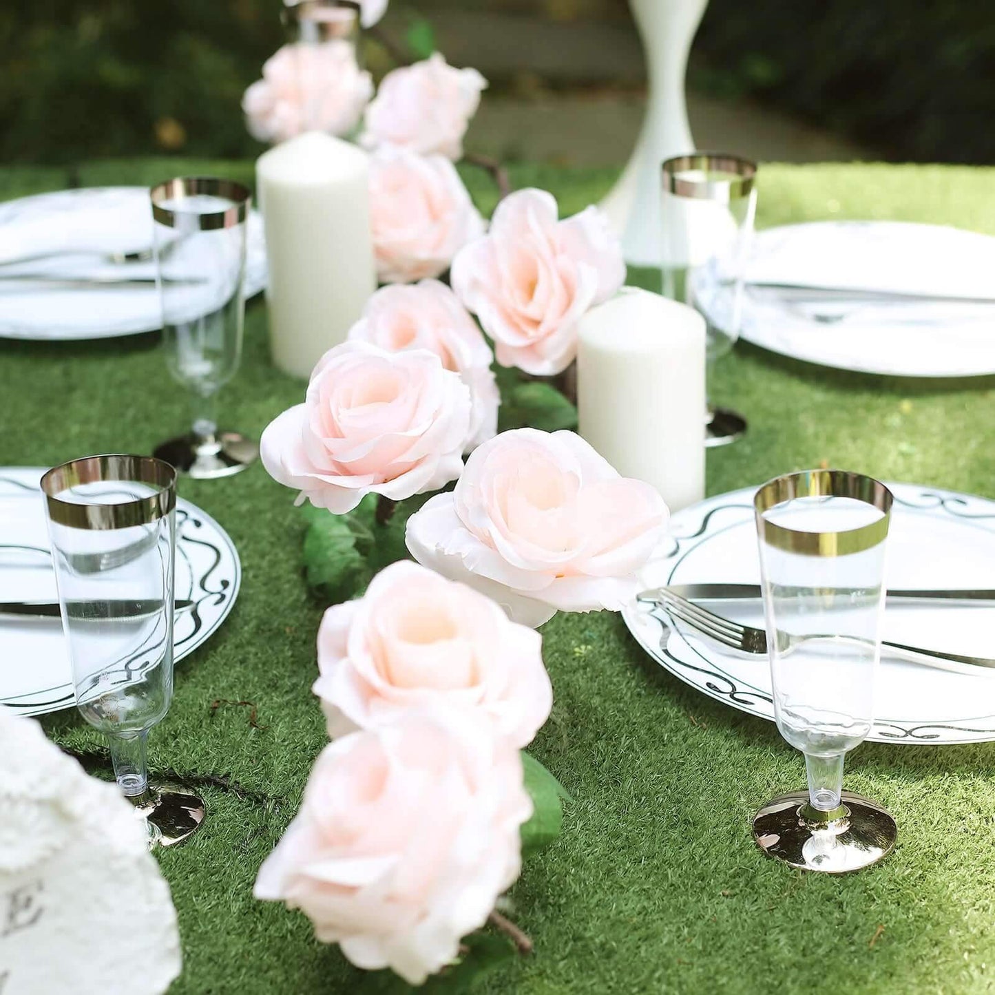 6ft Blush Artificial Silk Rose Hanging Flower Garland Vine - Linen Luxes