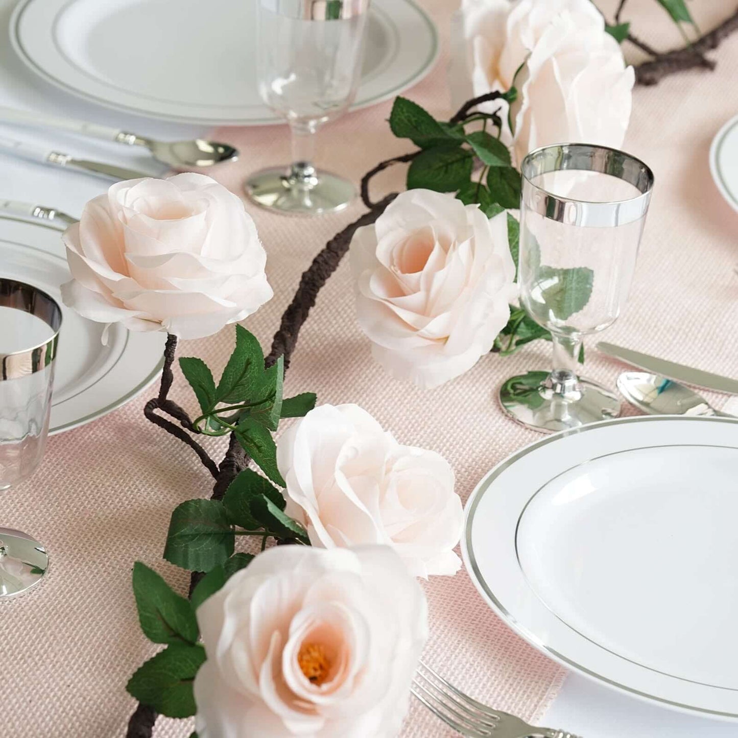 6ft Blush Artificial Silk Rose Hanging Flower Garland Vine - Linen Luxes