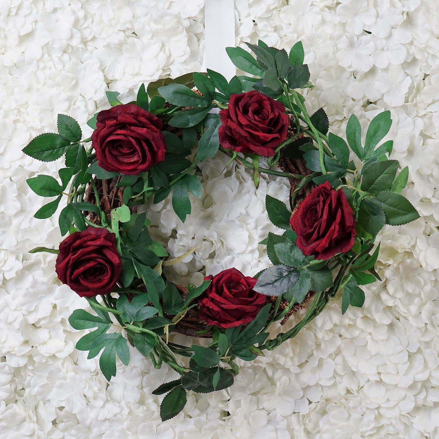 6ft Burgundy Real Touch Artificial Rose and Leaf Flower Garland Vine - Linen Luxes