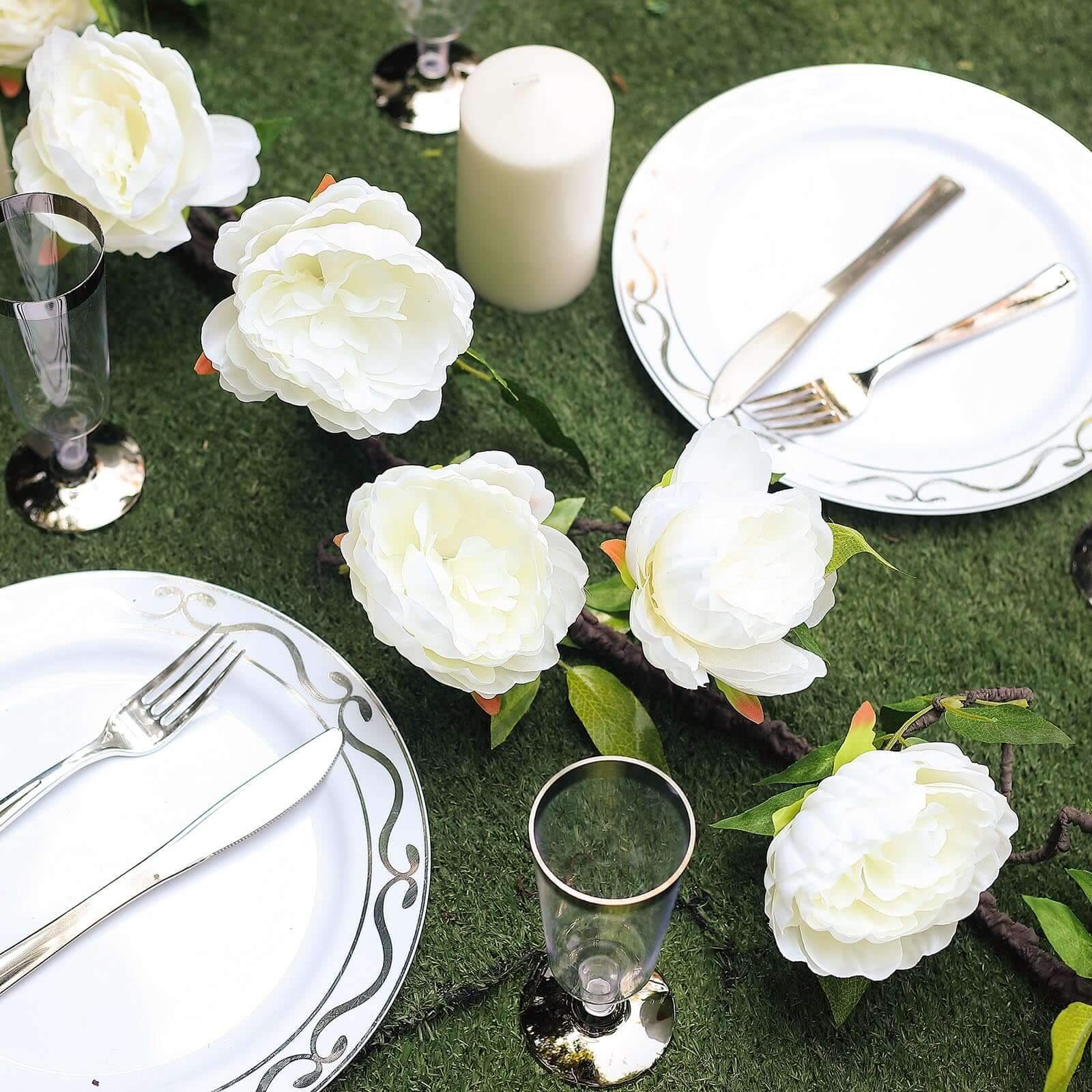 6ft Cream Artificial Silk Peony Hanging Flower Garland, Faux Vine - Linen Luxes