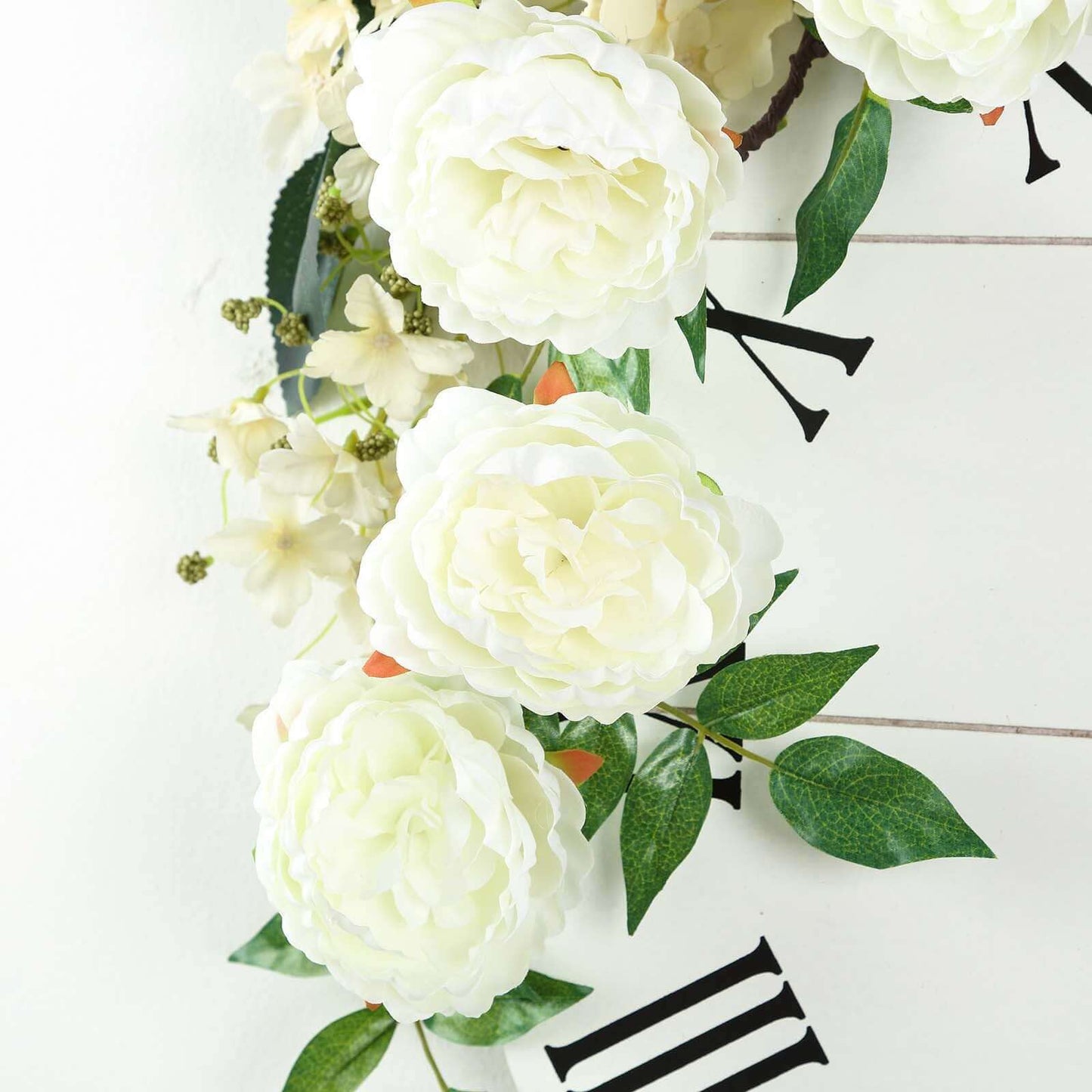 6ft Cream Artificial Silk Peony Hanging Flower Garland, Faux Vine - Linen Luxes