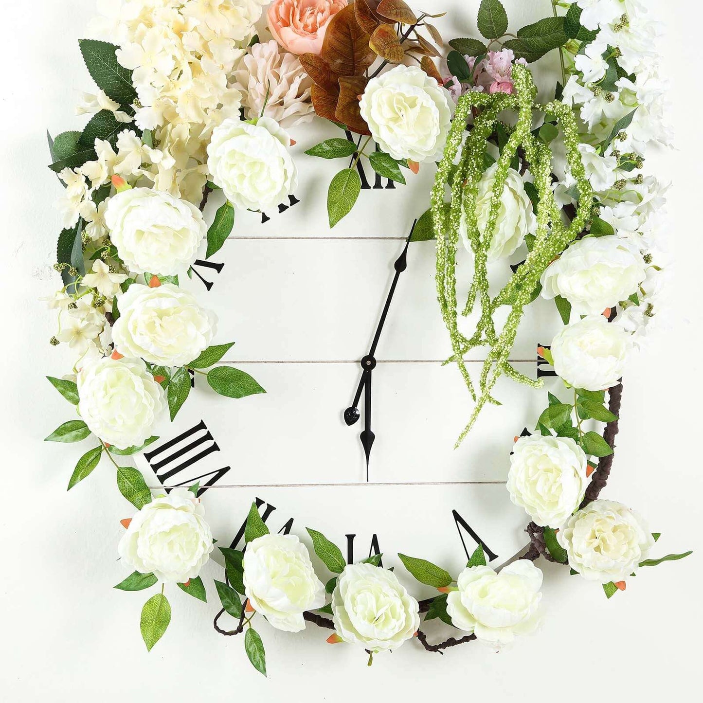 6ft Cream Artificial Silk Peony Hanging Flower Garland, Faux Vine - Linen Luxes