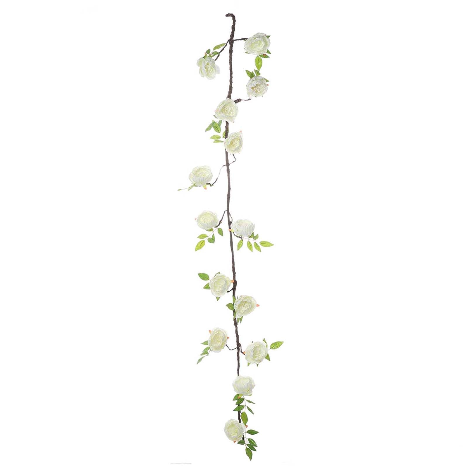 6ft Cream Artificial Silk Peony Hanging Flower Garland, Faux Vine - Linen Luxes