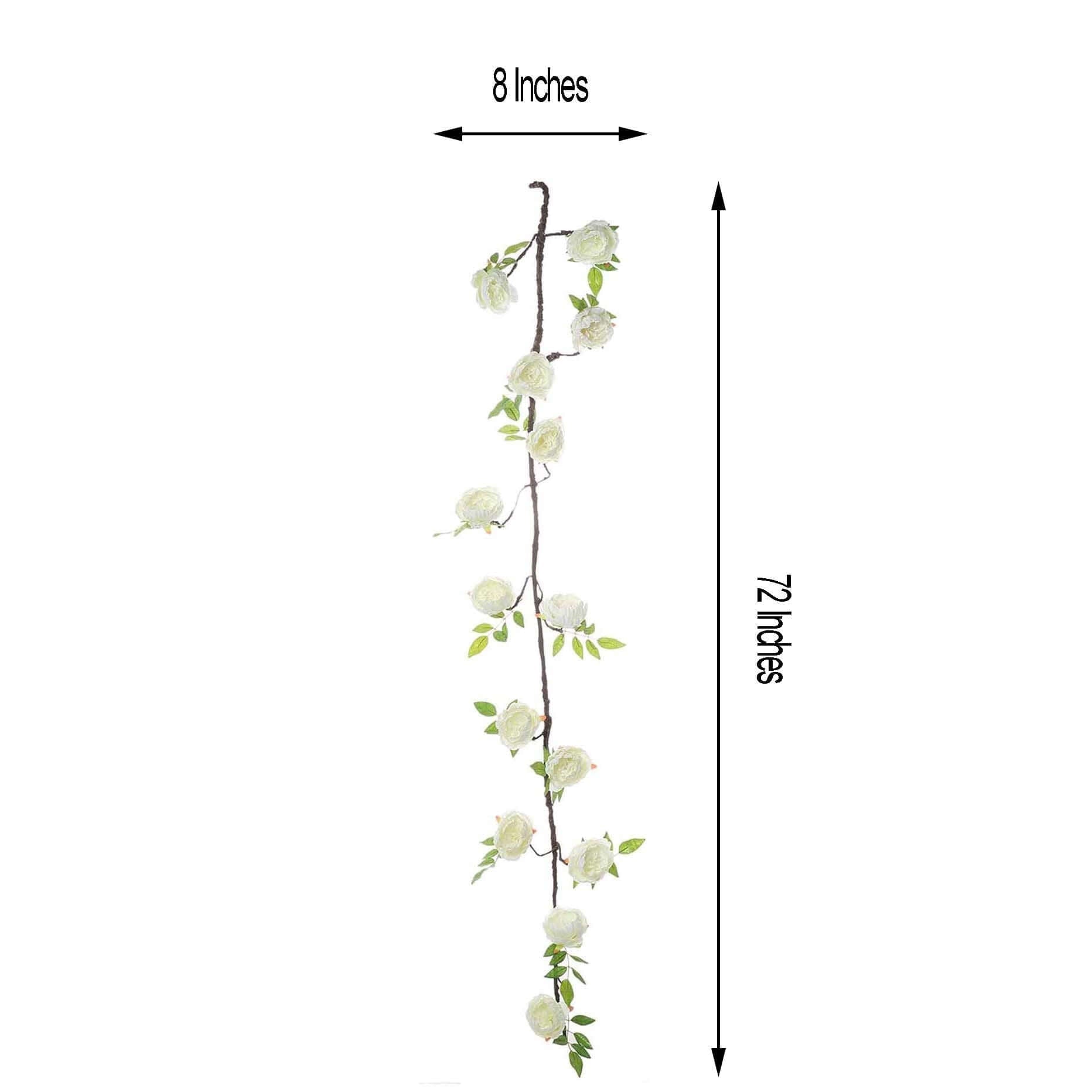 6ft Cream Artificial Silk Peony Hanging Flower Garland, Faux Vine - Linen Luxes