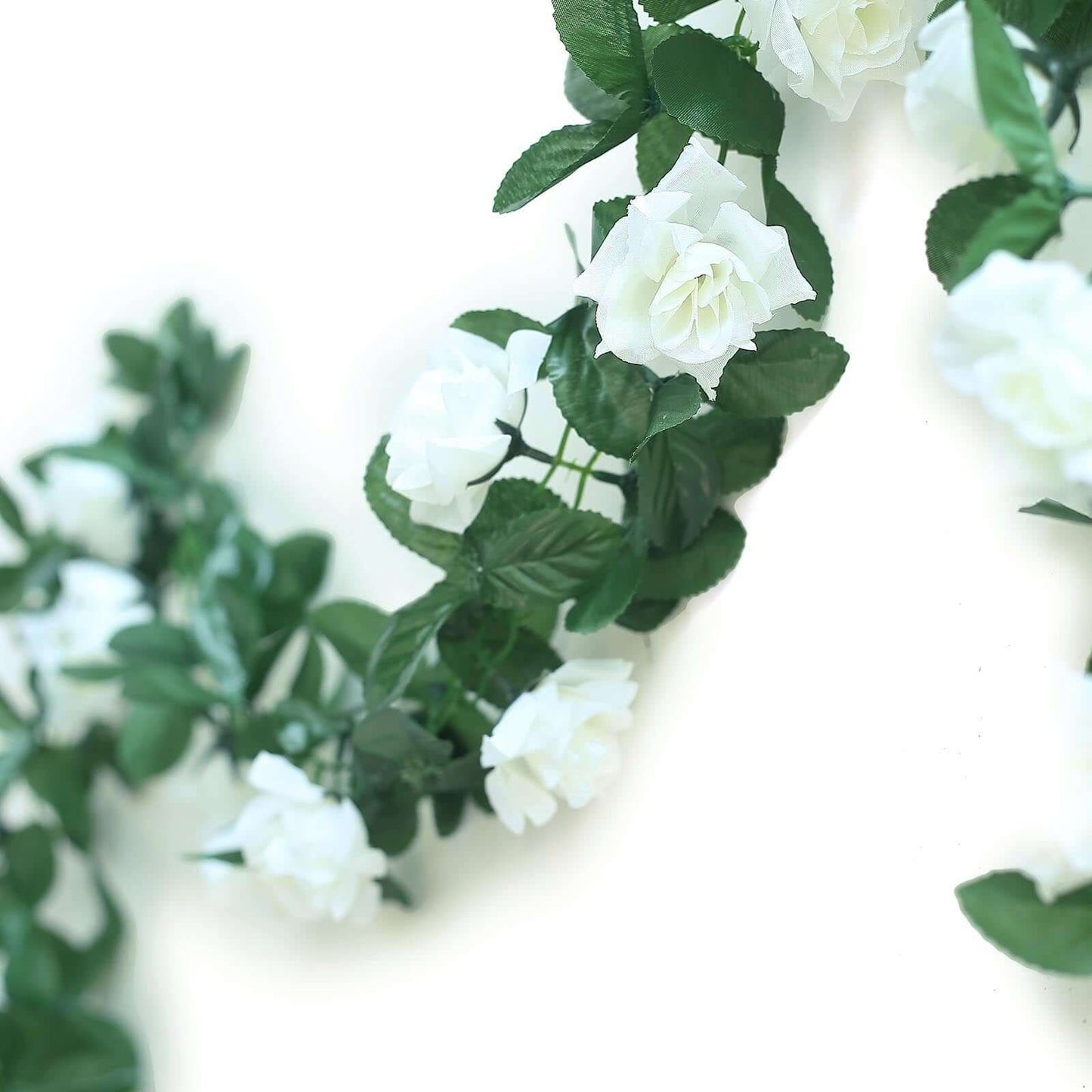 6ft Cream Artificial Silk Rose Garland UV Protected Flower Chain - Linen Luxes