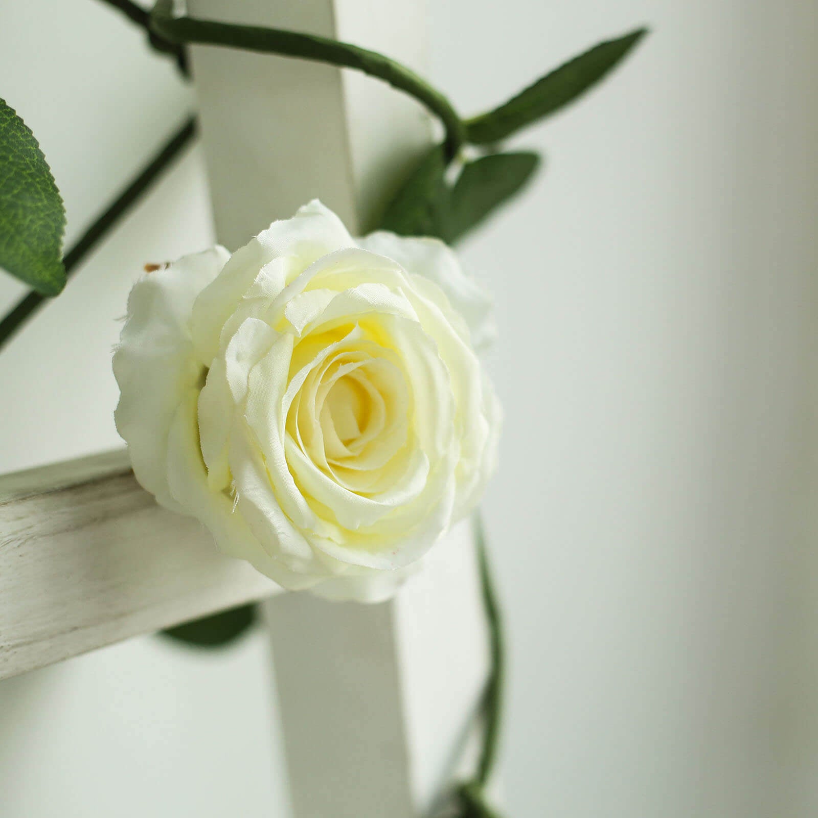 6ft Cream Real Touch Artificial Rose and Leaf Flower Garland Vine - Linen Luxes