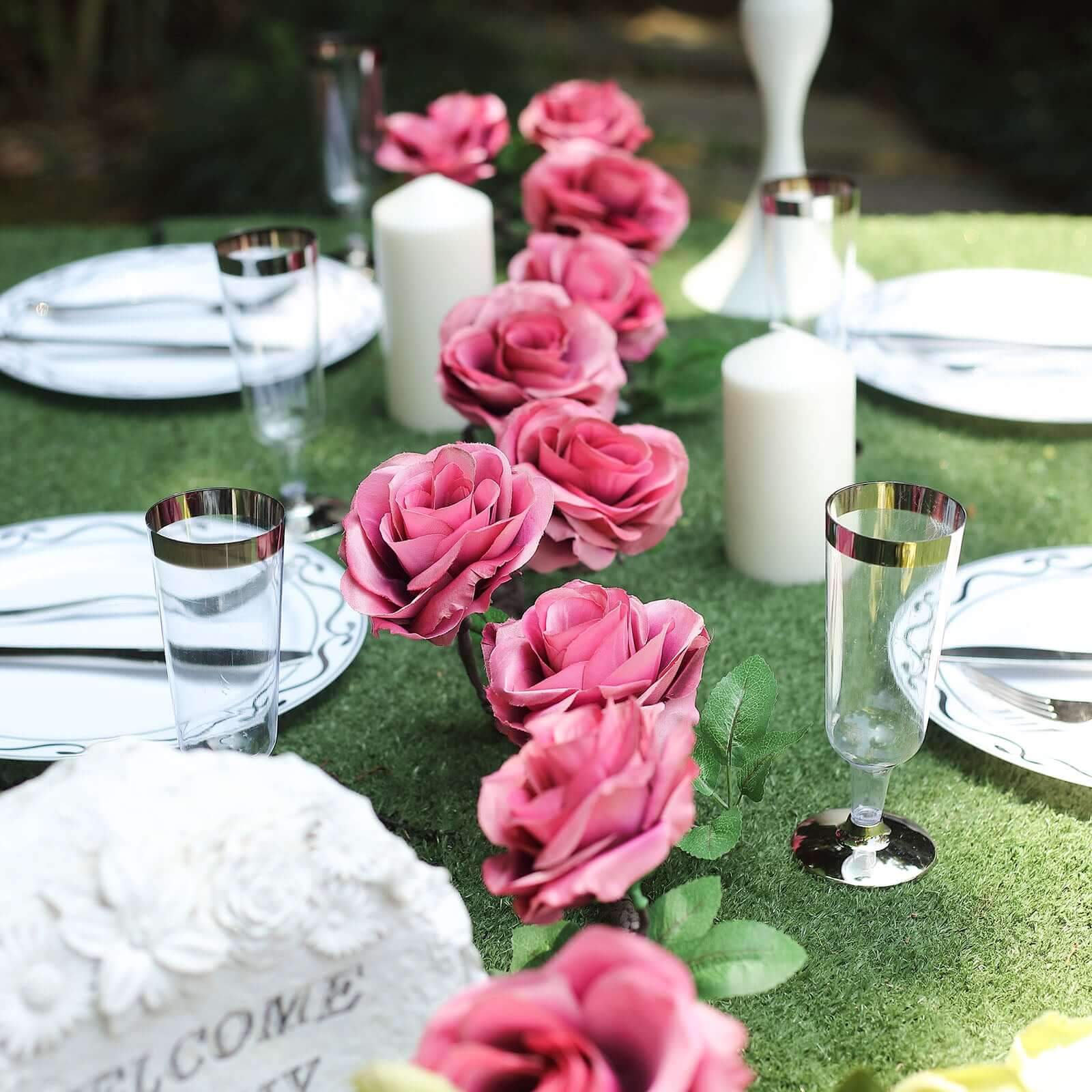 6ft Dusty Rose Artificial Silk Rose Hanging Flower Garland Faux Vine - Linen Luxes