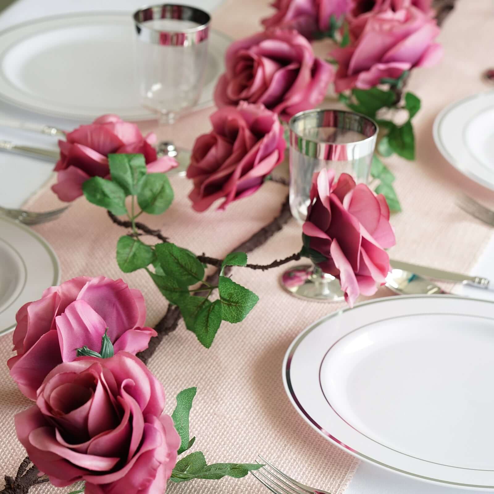 6ft Dusty Rose Artificial Silk Rose Hanging Flower Garland Faux Vine - Linen Luxes