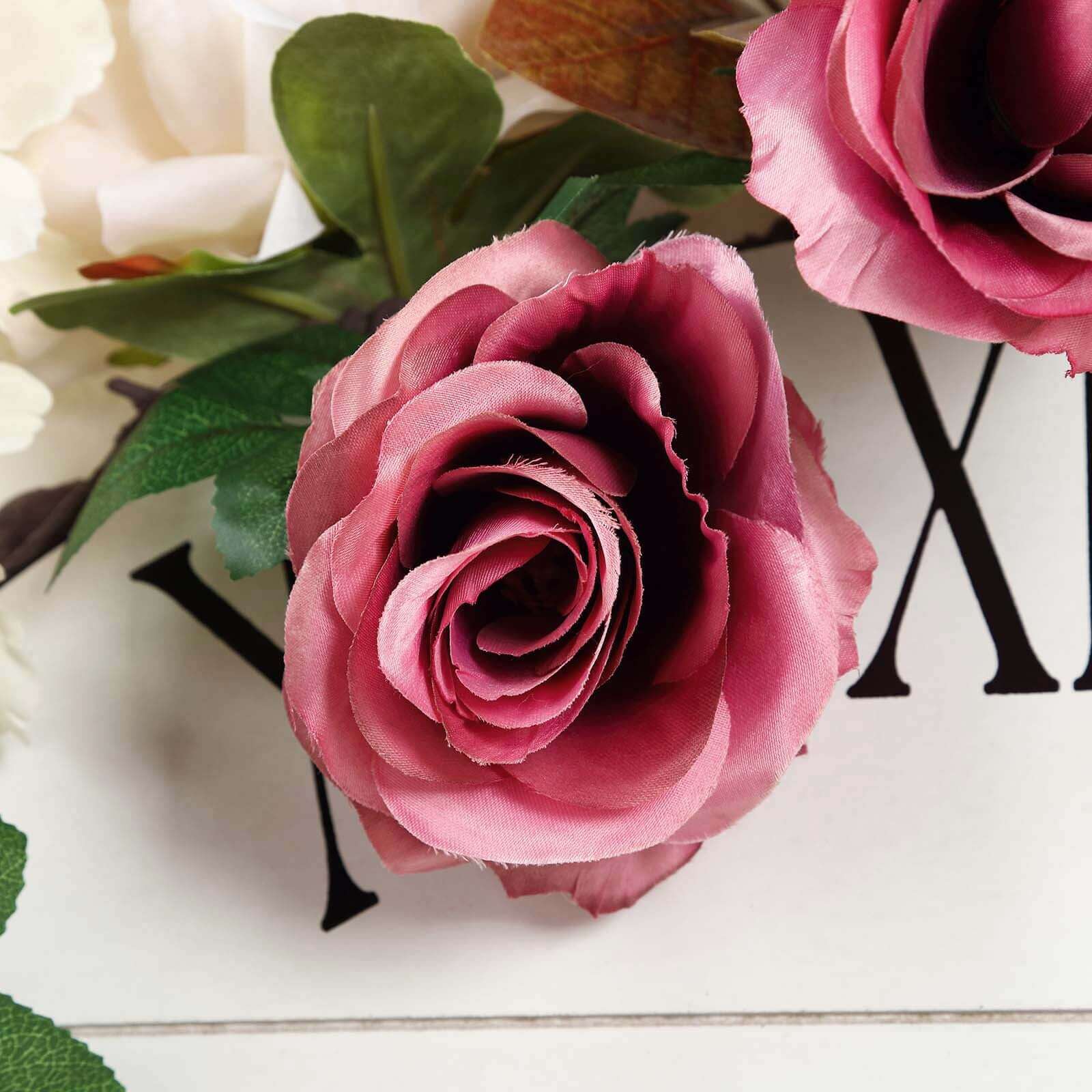 6ft Dusty Rose Artificial Silk Rose Hanging Flower Garland Faux Vine - Linen Luxes